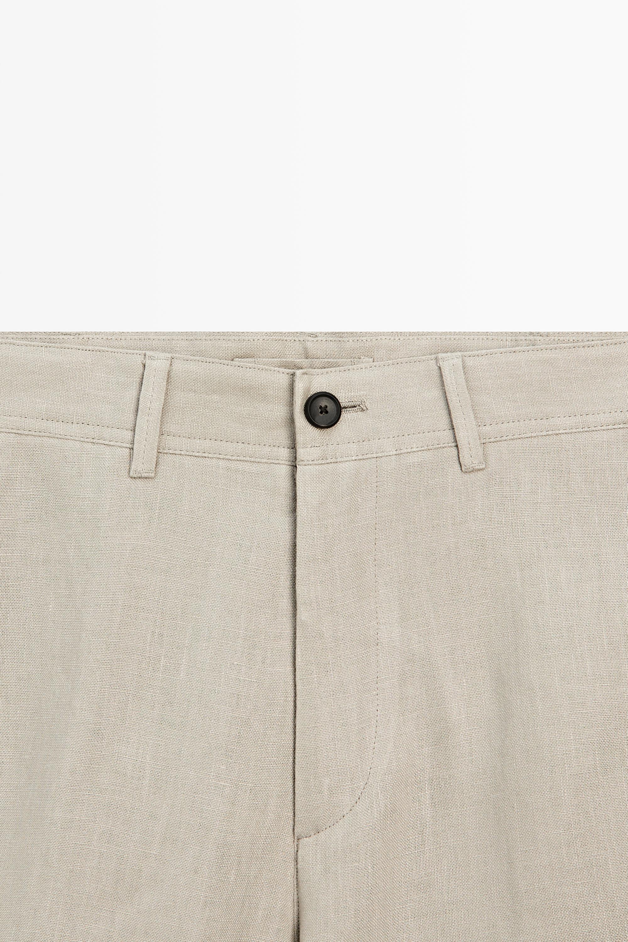 100% linen short Bermuda shorts